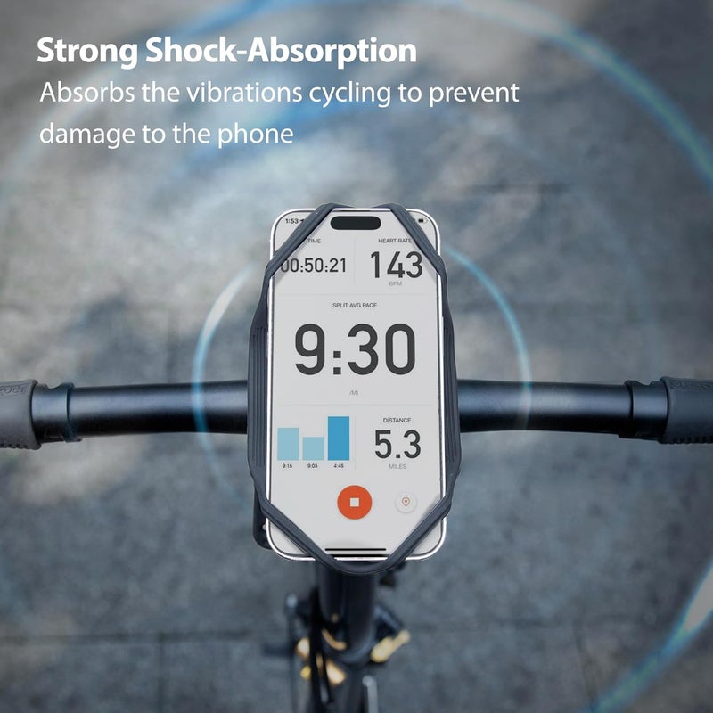 BONE COLLECTION Bone Bike Tie 4 Pro Max, Mountain Bike Phone Mount for Stem & T/U-Shaped Handlebars, Scratch-Free & Shock-Absorbing Silicone Dual-Strap, MTB Cycling Phone Holder for Most Smartphones - Image 3